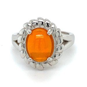 Orange Opal 2.52ct Rhodium Finish Silver Ring